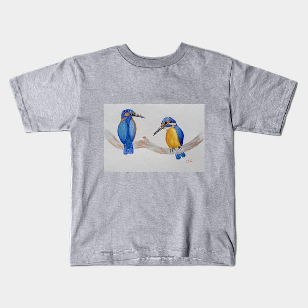 Blue Kingfishers - birds - bird art Kids T-Shirt by GarryGreenwood